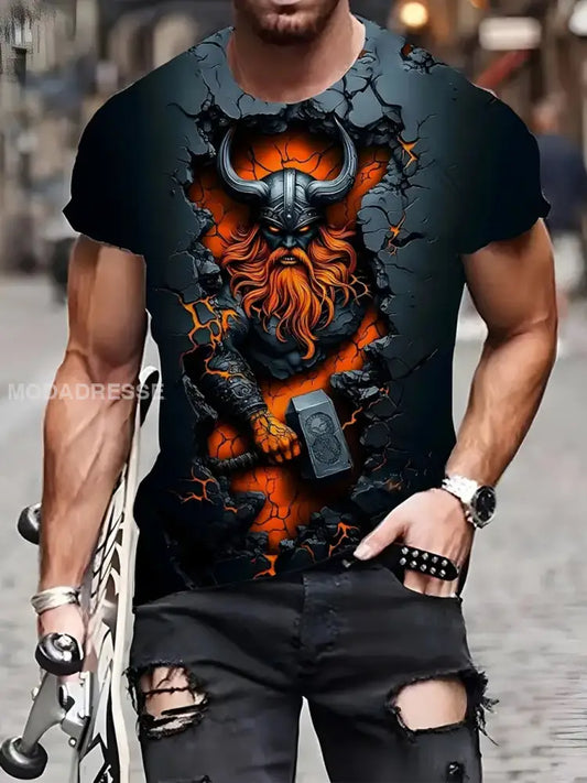 Vintage Svensk Viking Print T-shirt A / S