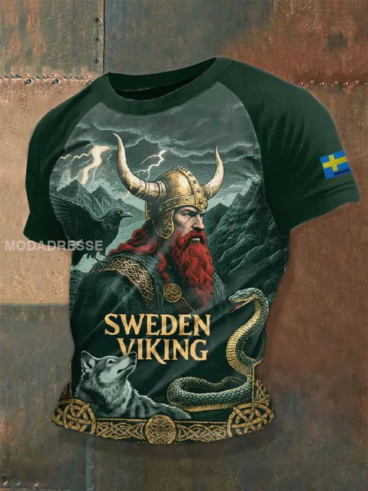 Vintage Svensk Viking T-shirt För Män som bild / S