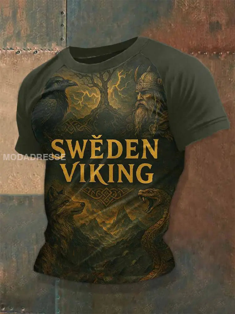Vintage Svensk Viking T-shirt För Män som bild / S