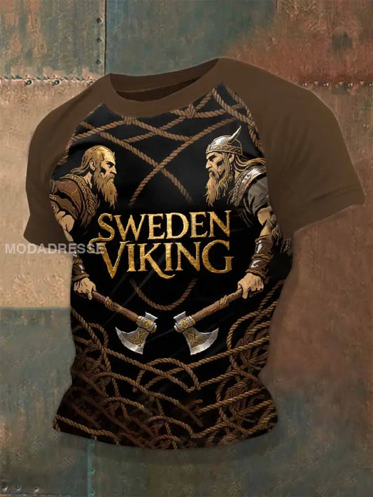 Vintage Svensk Viking T-shirt För Män som bild / S