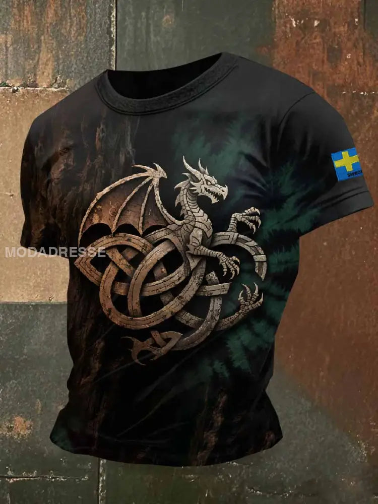 Vintage Svensk Vikingatröja Casual T-shirt som bild / S