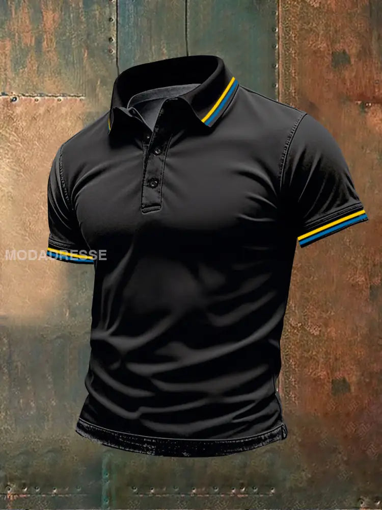 Vintage Svenska flagg Tema Casual Polo tröj som bild / S