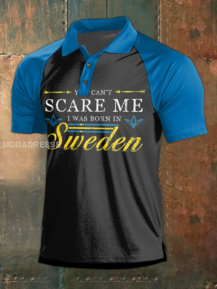 Vintage Svenska flagga Svenska Theed Print Polo Skjorta som bild / M