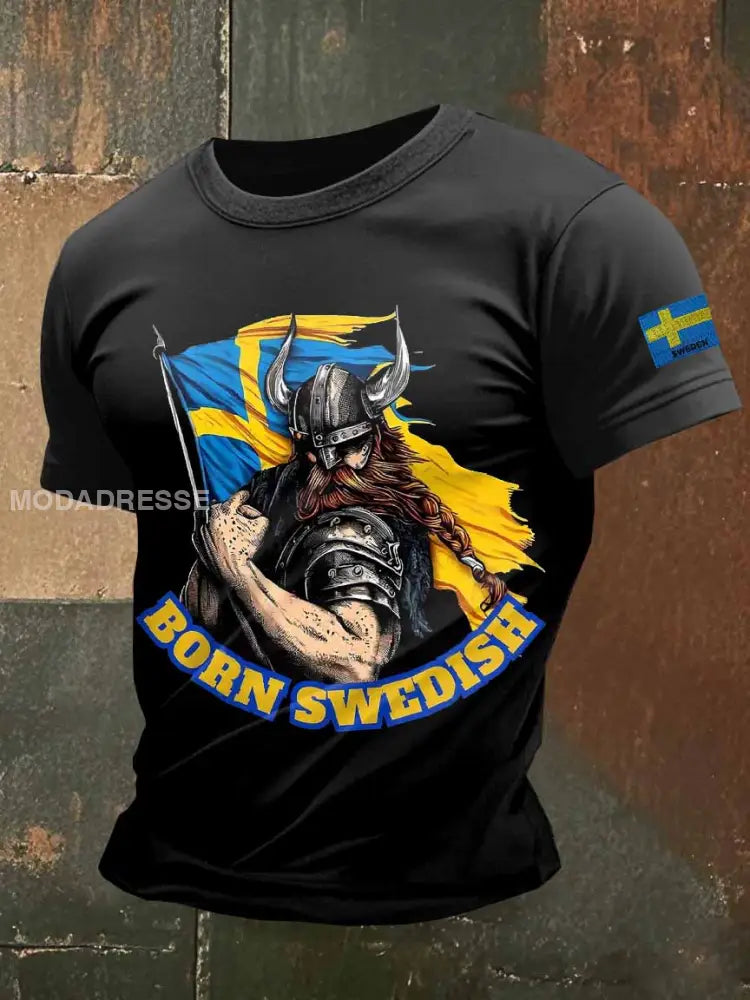 Vintage Svenska Viking Casual T-shirt För Män som bild / S