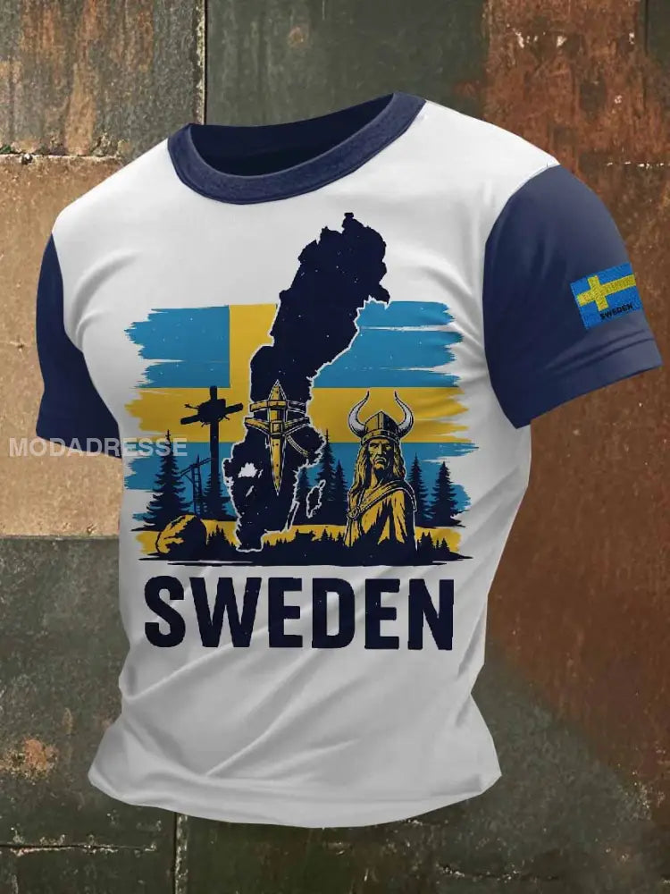 Vintage Svenska Viking Casual T-shirt För Män som bild / S