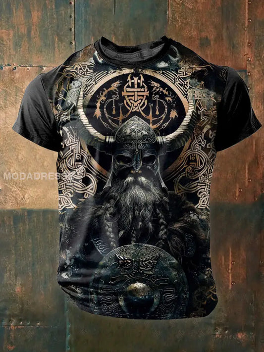 Vintage Svenska Viking Tema Tryck T-shirt som bild / S