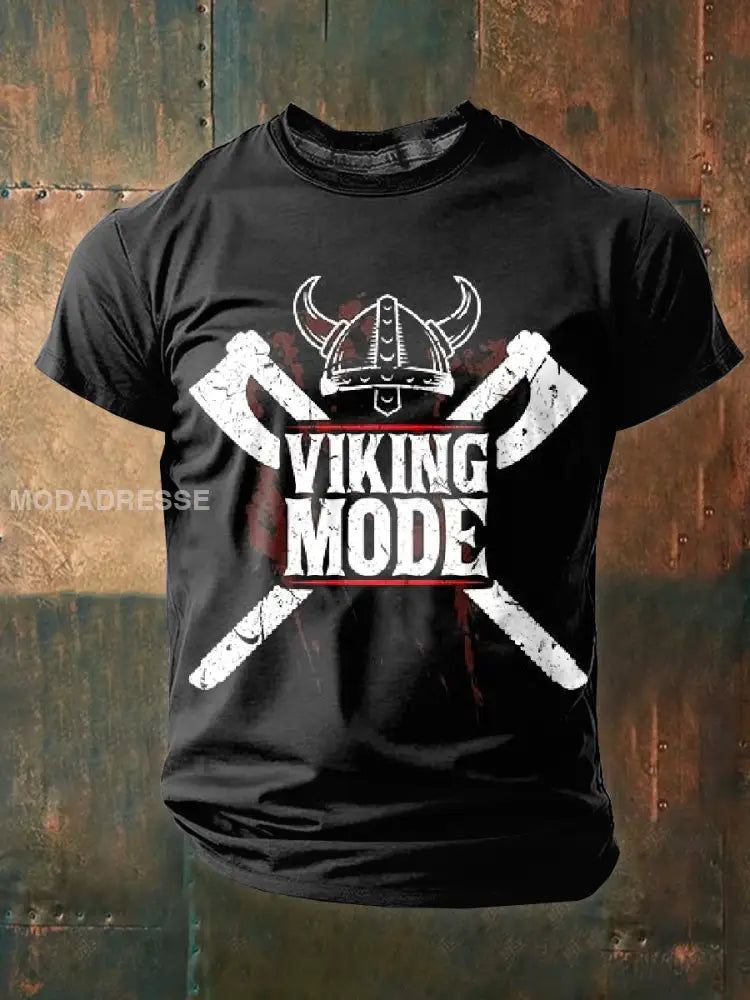 Vintage Svenska Viking Tema Tryck T-shirt som bild / S