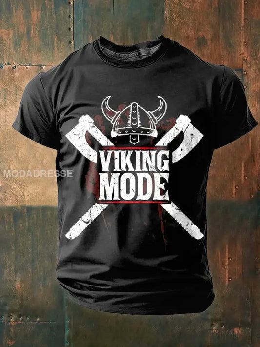 Vintage Svenska Viking Tema Tryck T-shirt som bild / S