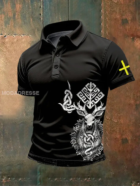 Vintage Svenska Viking Totem Skriv ut POLO tröja som bild / S