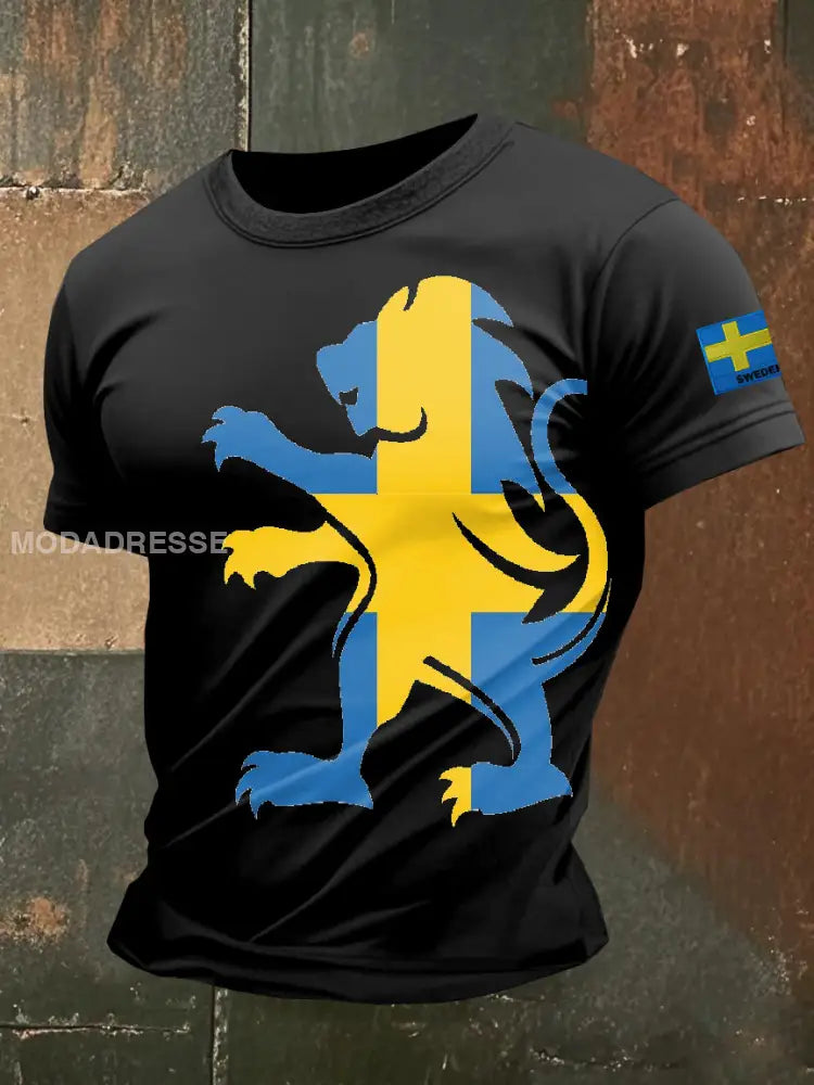 Vintage Svenska Viking Totem Tryck T-shirt som bild / S