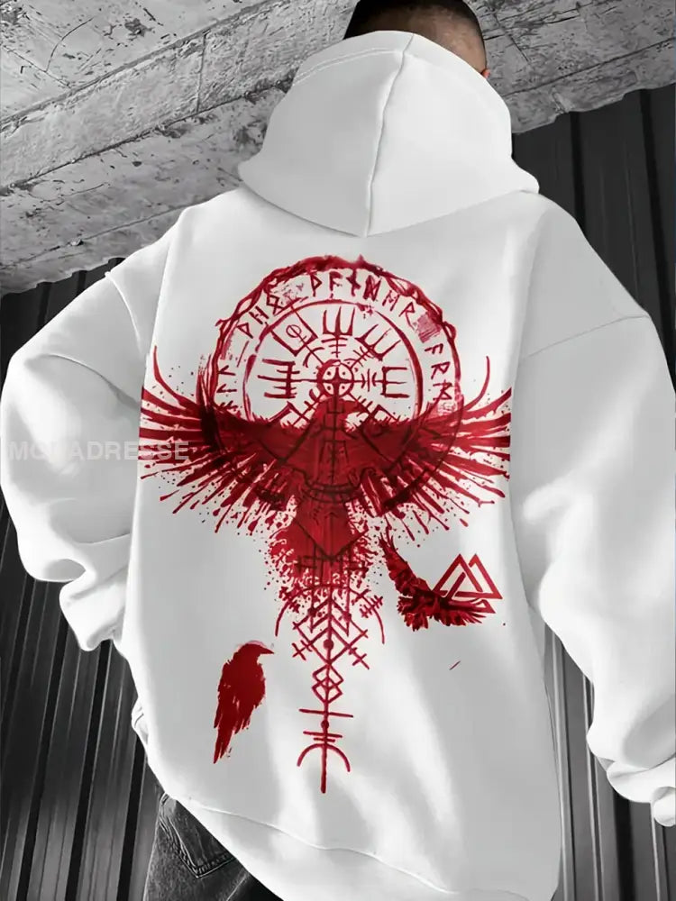 Vintage Svenska Viking Tryck Hooded Sweatshirt A / S