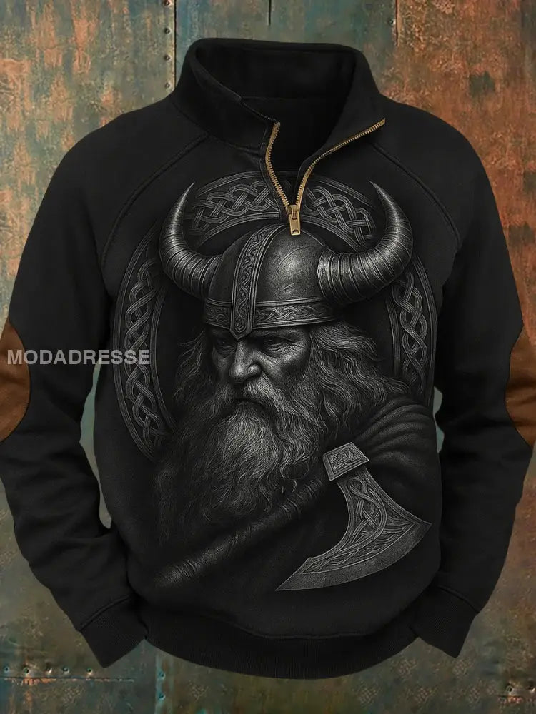 Vintage Svenska Viking Tryckkrage Zip-Up Sweatshirt A / S