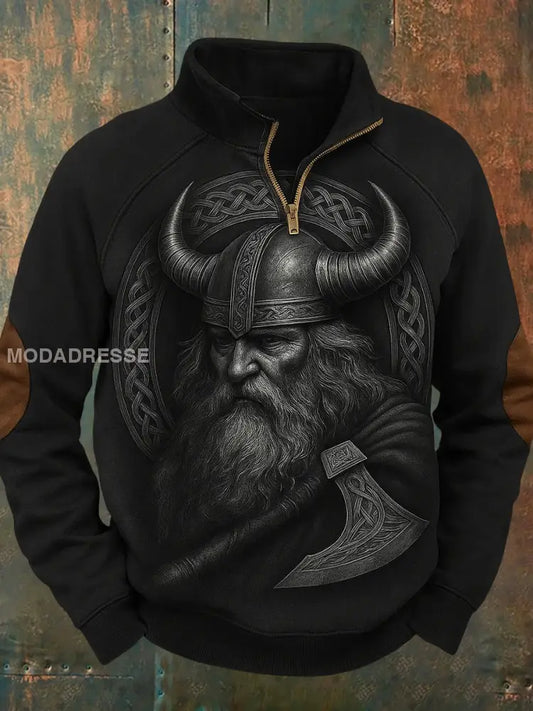 Vintage Svenska Viking Tryckkrage Zip-Up Sweatshirt A / S