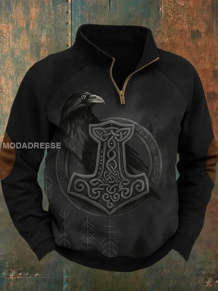 Vintage Svenska Viking Tryckkrage Zip-Up Sweatshirt A / S