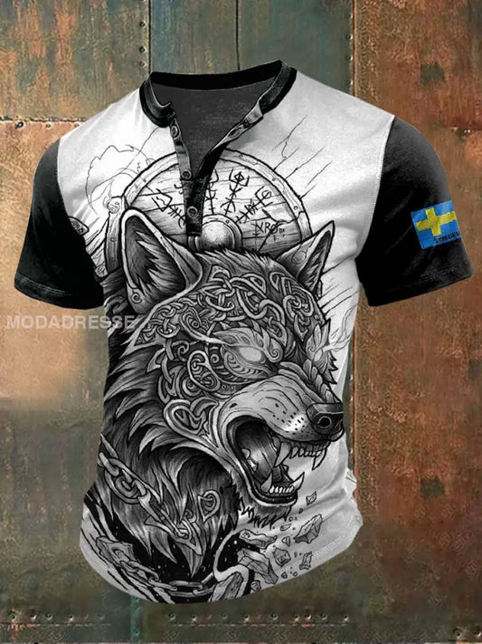 Vintage Svenskt Vikingatröja För Män Casual T-shirt som bild / S