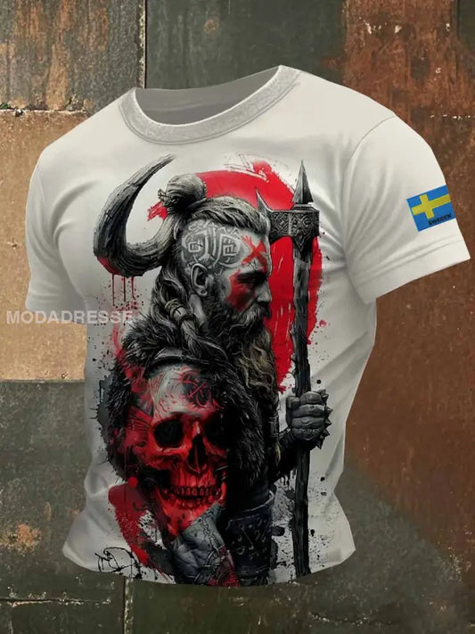 Vintage Svenskt Vikingatröja För Män Casual T-shirt som bild / S