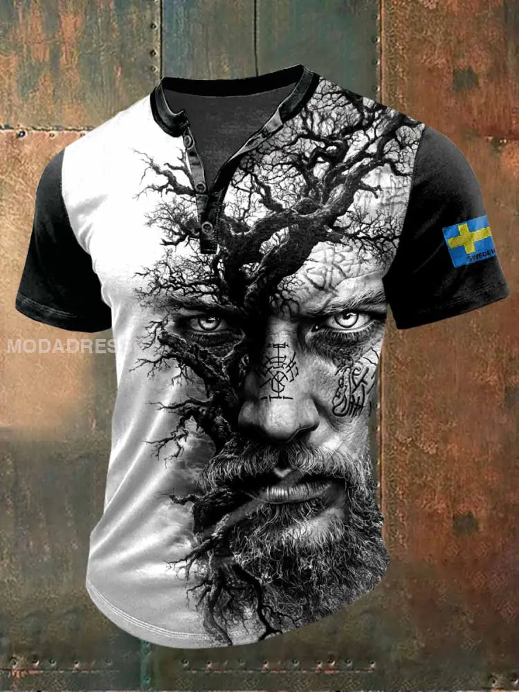 Vintage Svenskt Vikingatröja För Män Casual T-shirt som bild / S
