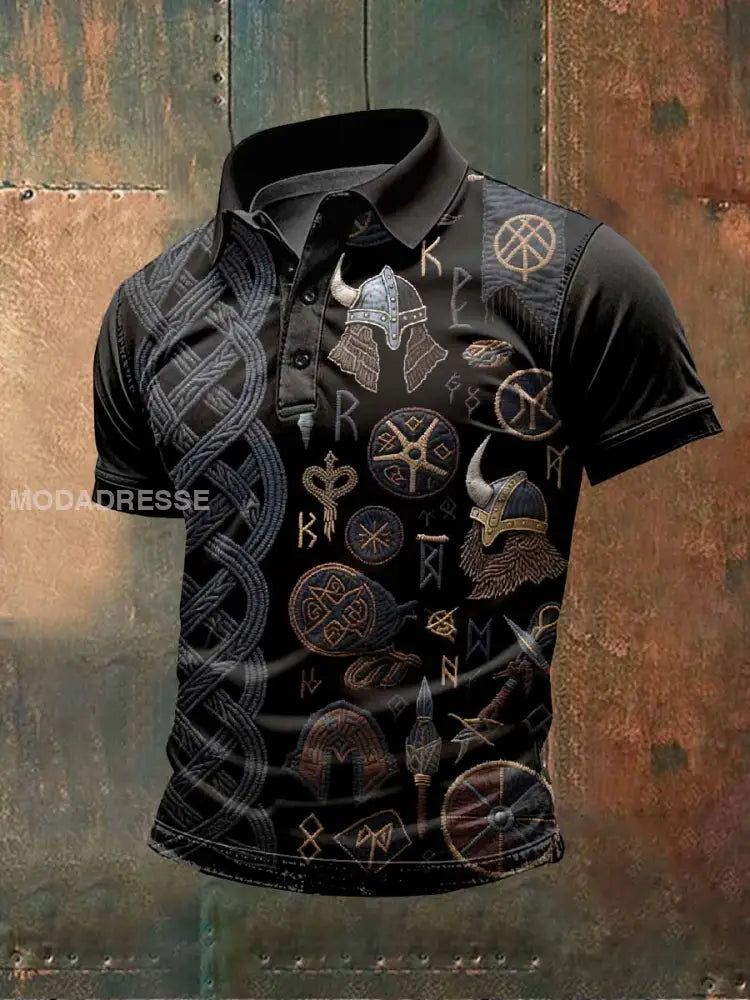 Vintage Viking Celtic Knut Tryck Mäns Casual T-shirt som bild / S