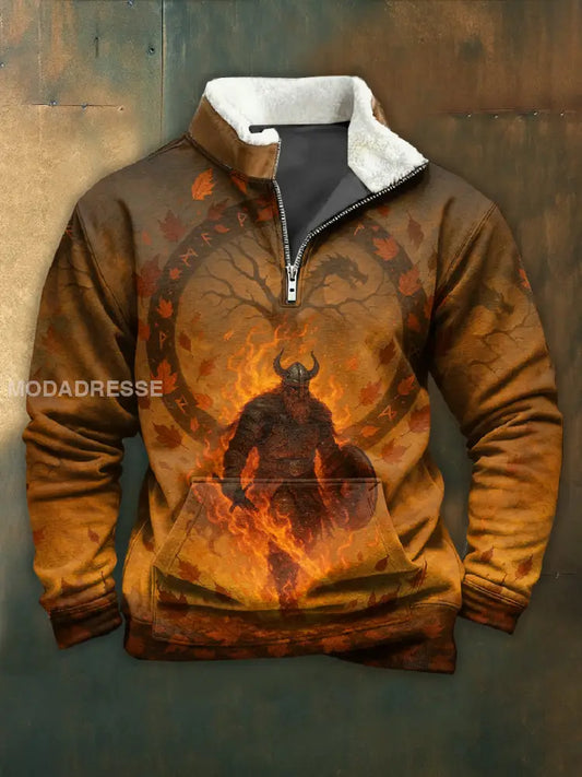 Vintage Viking Dragkedja Tröja För Män som bild / S