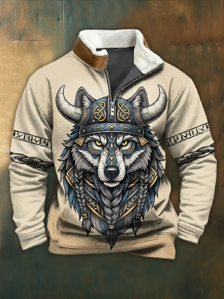 Vintage Viking Dragkedja Tröja För Män som bild / S