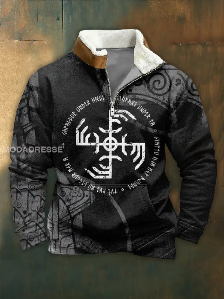 Vintage Viking Dragkedja Tröja För Män som bild / S