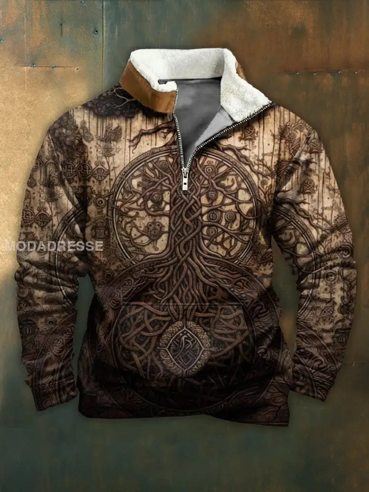 Vintage Viking Dragkedja Tröja För Män som bild / S