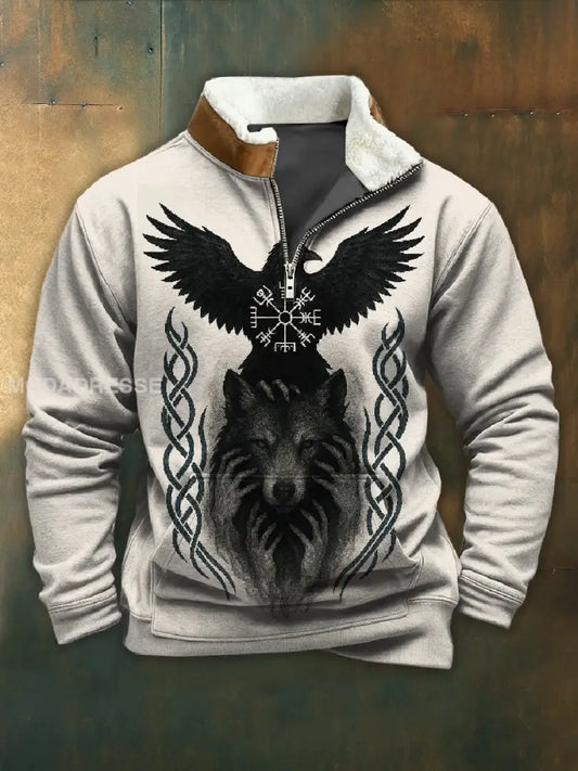 Vintage Viking Dragkedja Tröja För Män som bild / S