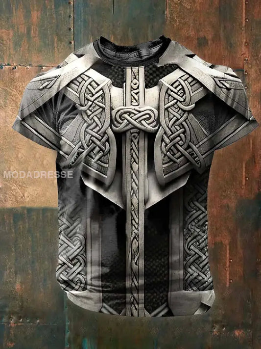 Vintage Viking Rustning Tryck Casual T-shirt För Män som bild / S