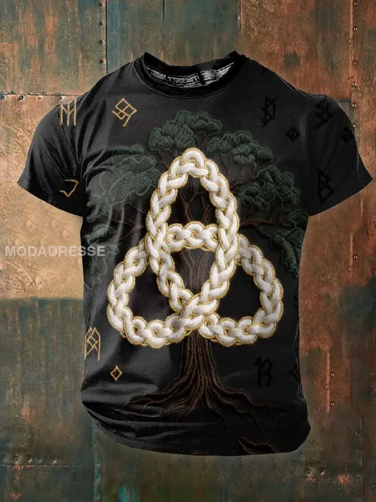 Vintage Viking träd i livet För Män Tryckt Casual T-shirt som bild / S