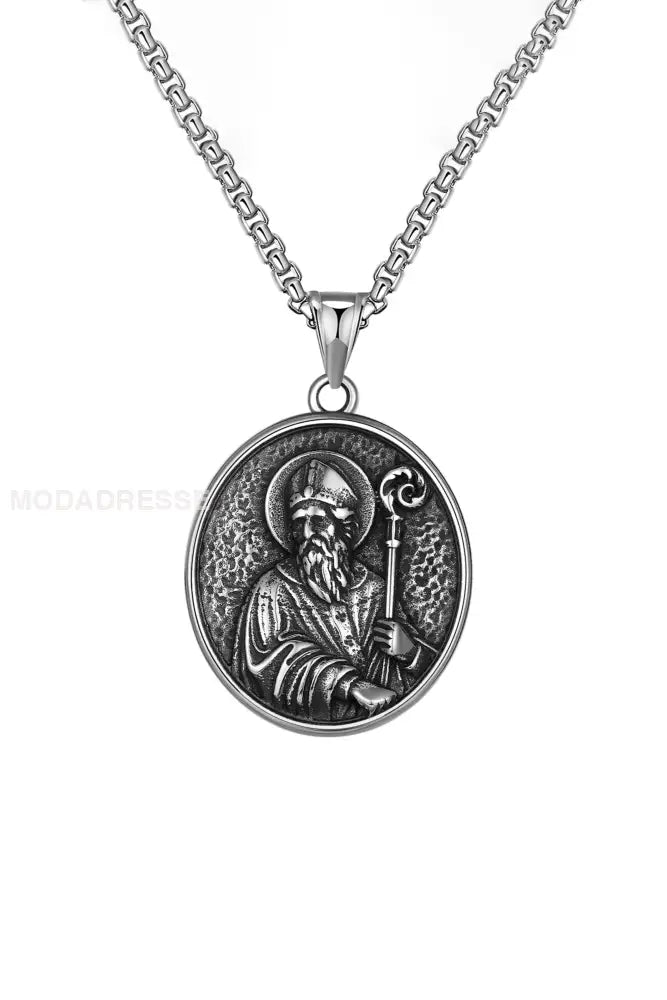 Virgin Pendant rostfritt stål halsbandet svart- silver