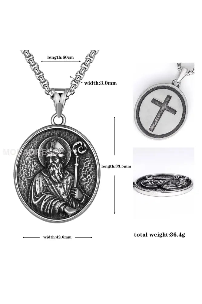 Virgin Pendant rostfritt stål halsbandet svart- silver