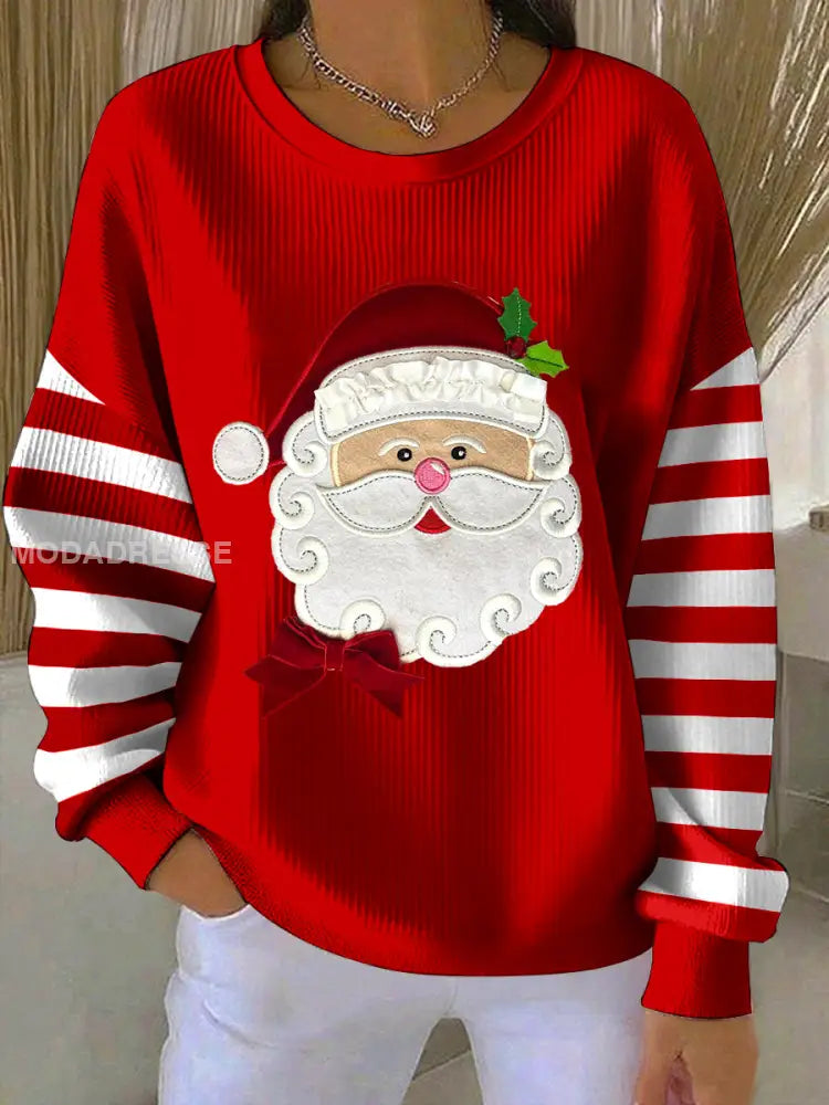 Women’s Christmas Santa Patchwork Art Sweatshirt Red / S