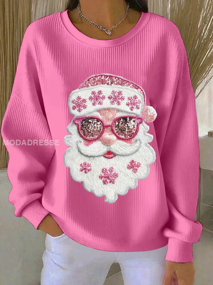 Women’s Merry Christmas Santa Sweatshirts Pink / S