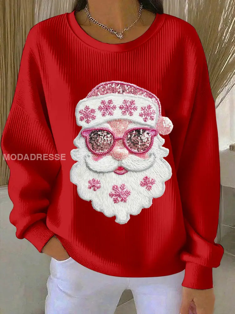 Women’s Merry Christmas Santa Sweatshirts Red / S