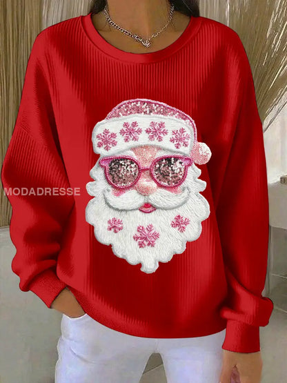 Women’s Merry Christmas Santa Sweatshirts Red / S