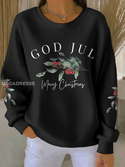 Women’s Swedish Christmas God Jul Printed Sweatshirt Black / S