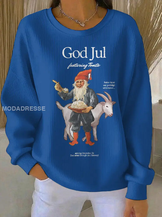 Women’s Swedish Christmas God Jul Printed Sweatshirt Blue / S