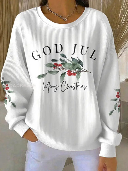 Women’s Swedish Christmas God Jul Printed Sweatshirt White / S