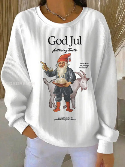 Women’s Swedish Christmas God Jul Printed Sweatshirt White / S
