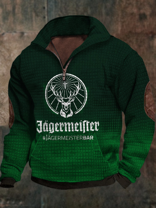 Herrens vinelsker Jagermeister gradient Skriv ut skrive Walf sjekker lynlås utendørs sweatshirt